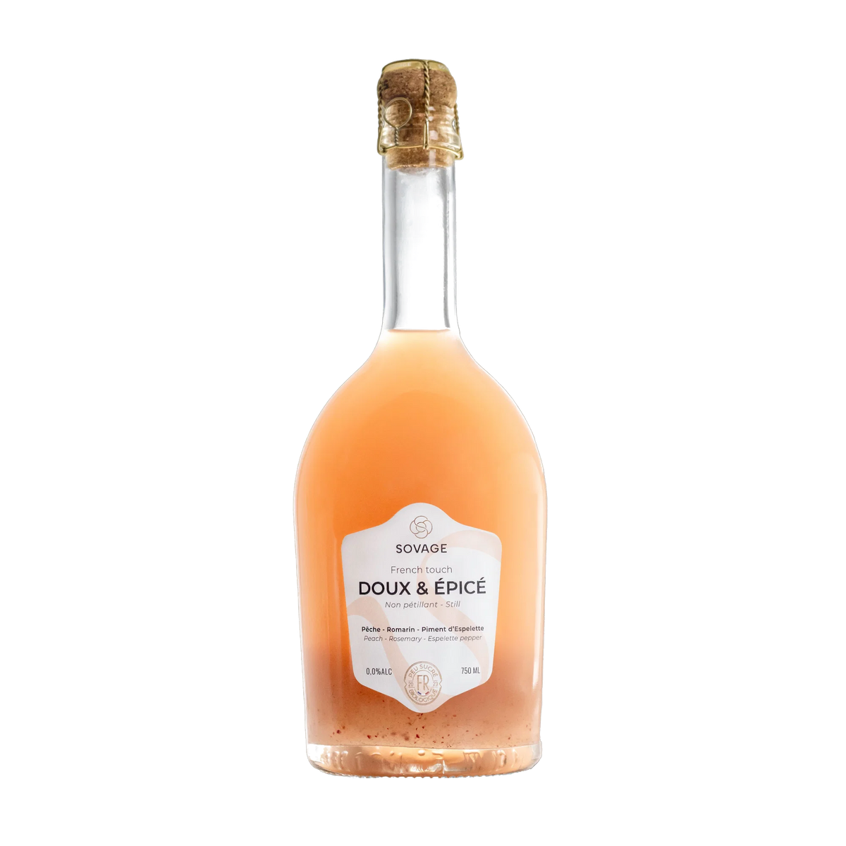 Fles SOVAGE Doux & Épicé van 75 cl, etiket French touch