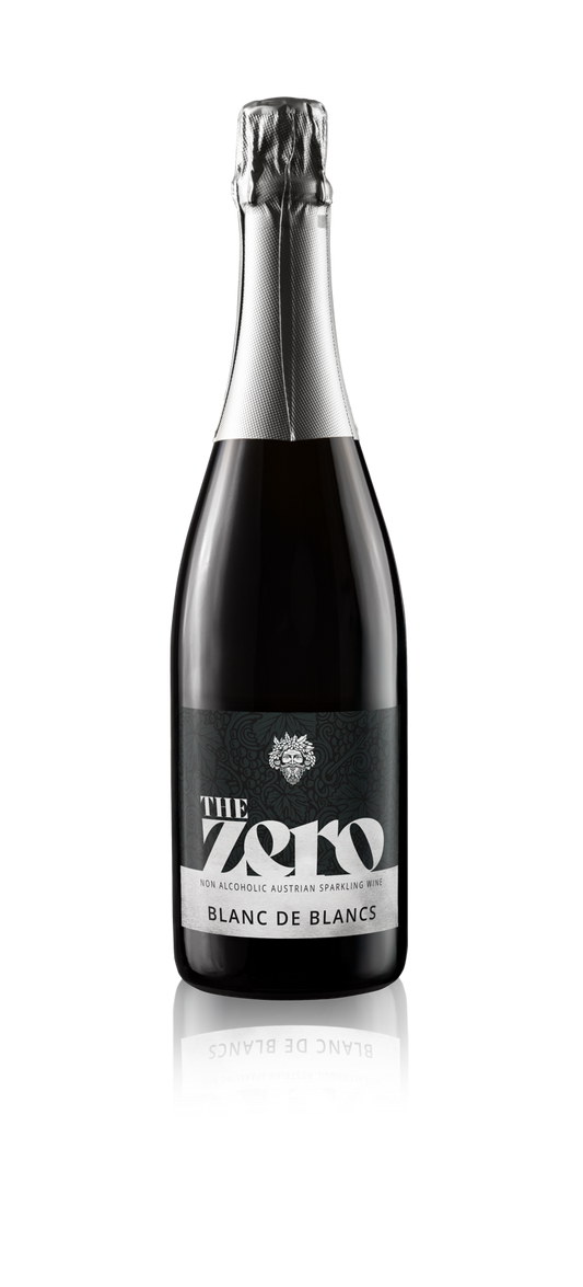 Fles The Zero Sparkling Blanc de Blancs van 75 cl, de droogste alcoholvrije bubbels van het merk